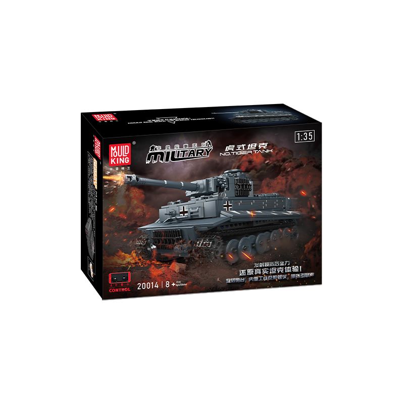 Box eines 1:35 Militärpanzer-Bausatzes mit Panzerabbildung und feurigem Hintergrund auf der Vorderseite.