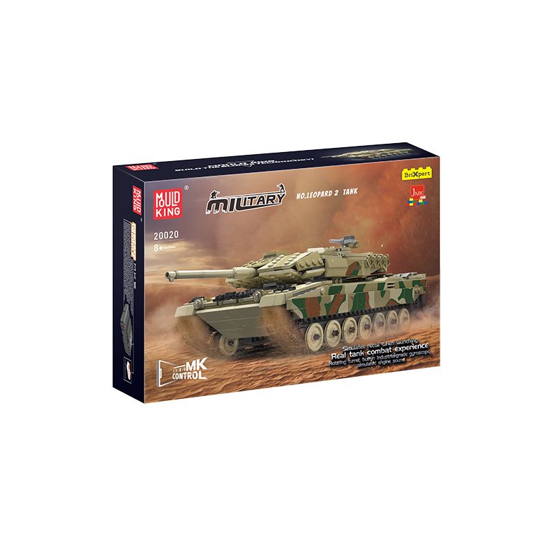 Fernsteuerbarer Leopard 2 Panzer-Bausatz in Tarn-Optik und mit militärischem Branding auf der Verpackung. Fernsteuerbarer Leopard 2 Panzer-Bausatz in Tarn-Optik und mit militärischem Branding auf der Verpackung.