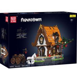 Box der Mould King Novatown Bausatzreihe mit Abbildung von Häuschen, Pferd, Wagen und Apfelbaum auf dem Cover.