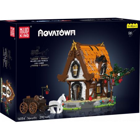 Box der Mould King Novatown Bausatzreihe mit Abbildung von Häuschen, Pferd, Wagen und Apfelbaum auf dem Cover.