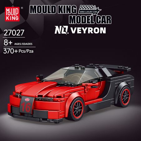 Rotes und schwarzes Sportwagenmodell Nr. 16 von Mould King 27027, 370+ Teile, geeignet für Kinder ab 8 Jahren.