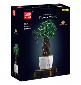 Baue King Flower World Bonsai-Set mit Abbildung eines LEGO-ähnlichen Bonsai-Baums auf der Vorderseite der Box.