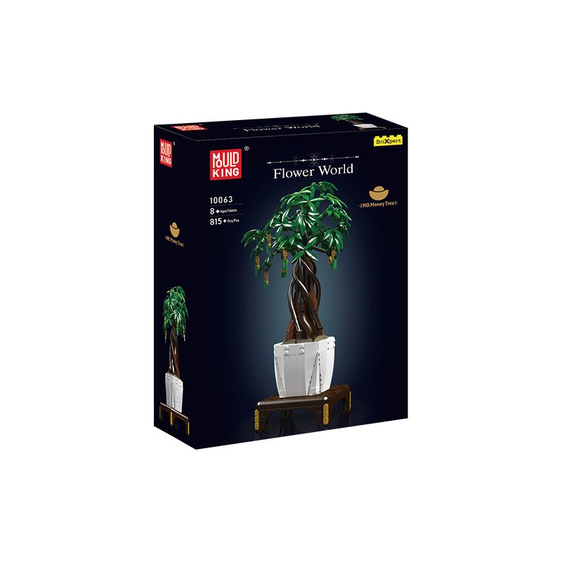 Baue King Flower World Bonsai-Set mit Abbildung eines LEGO-ähnlichen Bonsai-Baums auf der Vorderseite der Box. Baue King Flower World Bonsai-Set mit Abbildung eines LEGO-ähnlichen Bonsai-Baums auf der Vorderseite der Box.