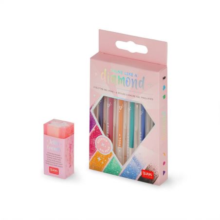 Set of 6 Glitter Gel Pens Shin e lika a diamond multicolor