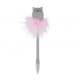 light up cat ballpoint pen kitty