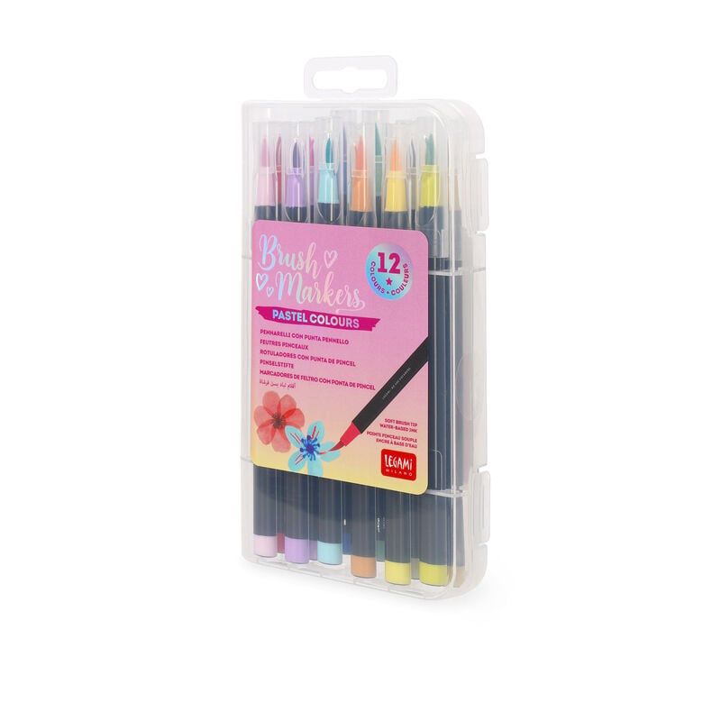 set of 12 brush markers pastel