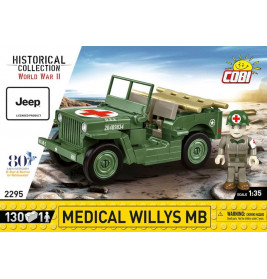 COBI WWII-Set mit grünem Sanitätsjeep und Sanitäterfigur, beschriftet als "Medical Willys MB".