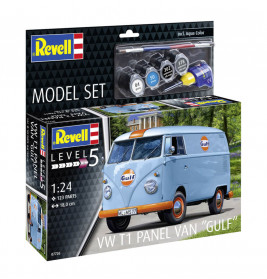 Model Set VW T1 panel van (Gulf Decoration), Revell Modellbausatz mit Basiszubehör