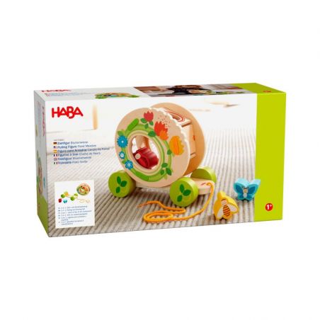 HABA Spielbox mit Holz-Nachziehschnecke und bunten Formen, geeignet für Kinder ab 1 Jahr.