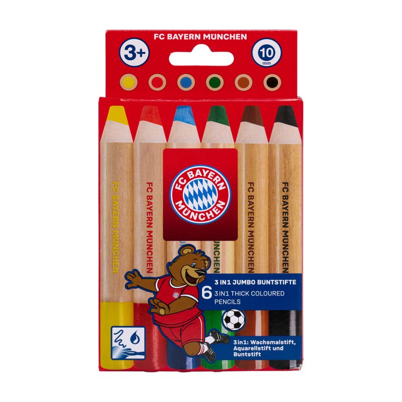 Fc Bayern Jumbo Buntstifte 3in 1....6er Set Fc Bayern Jumbo Buntstifte 3in 1....6er Set