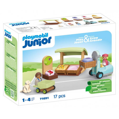 PLAYMOBIL 71691 Junior: Bio-Marktstand & Gabelstapler