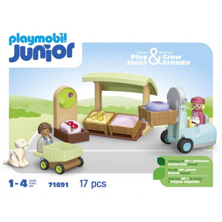 PLAYMOBIL 71691 Junior: Bio-Marktstand & Gabelstapler