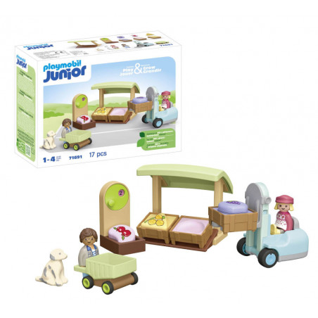 PLAYMOBIL 71691 Junior: Bio-Marktstand & Gabelstapler
