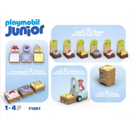 PLAYMOBIL 71691 Junior: Bio-Marktstand & Gabelstapler
