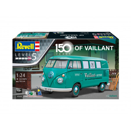 Geschenkset  150 years of Vaillant VW T1 Bus, Revell Modellbausatz mit Basiszubehör