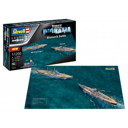 First Diorama Set - Bismarck Battle, Revell Modellbausatz mit Basiszubehör
