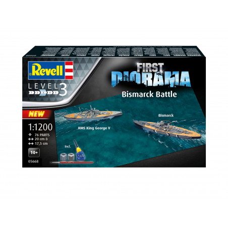 First Diorama Set - Bismarck Battle, Revell Modellbausatz mit Basiszubehör