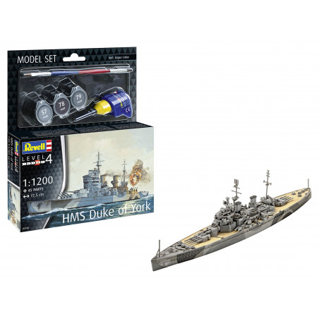 Model Set Battleship HMS Duke of York, Revell Modellbausatz mit Basiszubehör