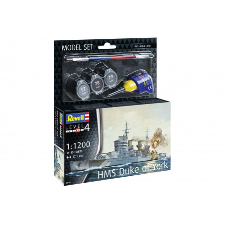 Model Set Battleship HMS Duke of York, Revell Modellbausatz mit Basiszubehör