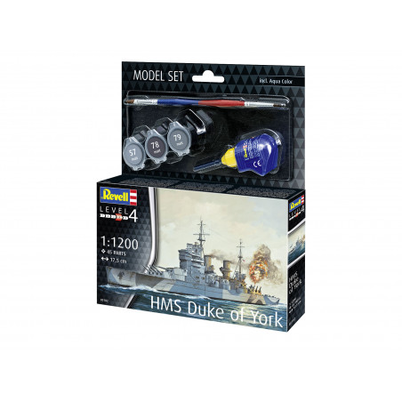 Model Set Battleship HMS Duke of York, Revell Modellbausatz mit Basiszubehör