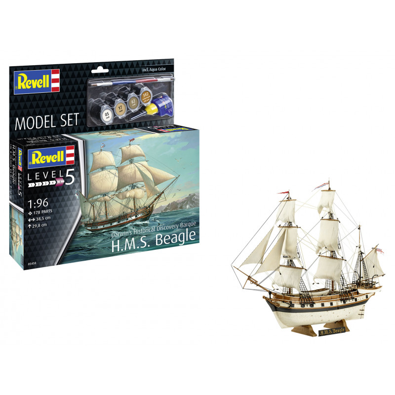 Model Set HMS Beagle, Revell Modellbausatz mit Basiszubehör