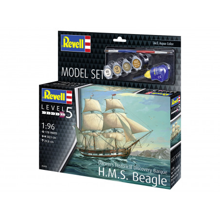 Model Set HMS Beagle, Revell Modellbausatz mit Basiszubehör