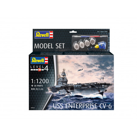 Model Set USS Enterprise CV-6, Revell Modellbausatz mit Basiszubehör