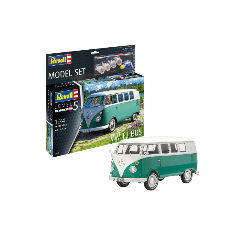 Model Set VW T1 Bus, Revell Modellbausatz mit Basiszubehör