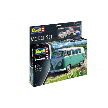 Model Set VW T1 Bus, Revell Modellbausatz mit Basiszubehör