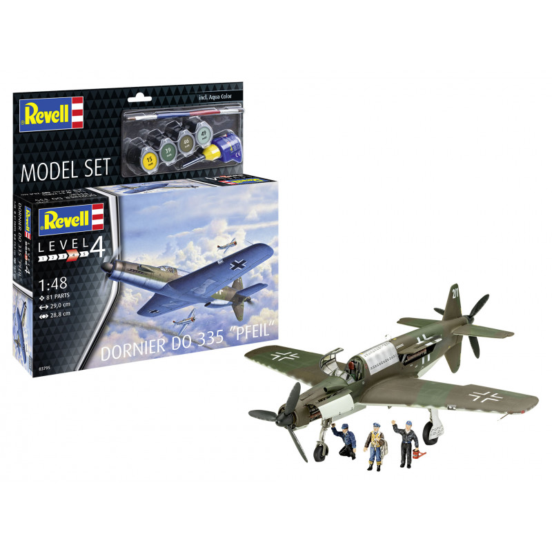 Model Set Dornier Do 335 Pfeil, Revell Modellbausatz mit Basiszubehör