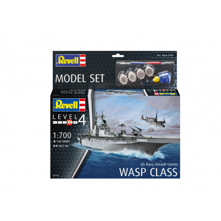 Model Set US Navy Assault Carrier WASP Class, Revell Modellbausatz mit Basiszubehör