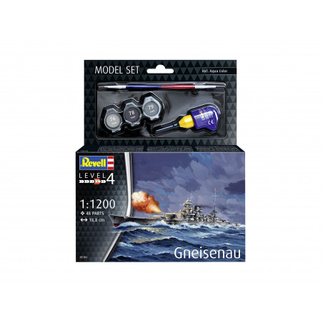 Model Set Battleship Gneisenau, Revell Modellbausatz mit Basiszubehör