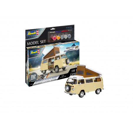 Model Set VW T2 Camper easy-click-system, Revell Bausatz zum Zusammenstecken + Basiszubehör