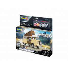 Model Set VW T2 Camper easy-click-system, Revell Bausatz zum Zusammenstecken + Basiszubehör