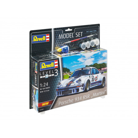 Model Set Porsche 934 RSR Martini, Revell Modellbausatz mit Basiszubehör