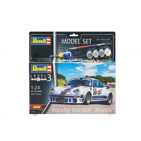 Model Set Porsche 934 RSR Martini, Revell Modellbausatz mit Basiszubehör