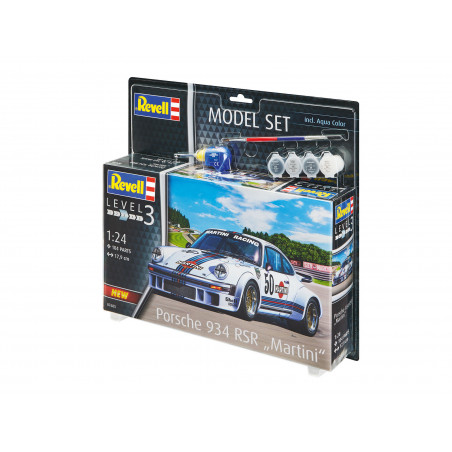 Model Set Porsche 934 RSR Martini, Revell Modellbausatz mit Basiszubehör