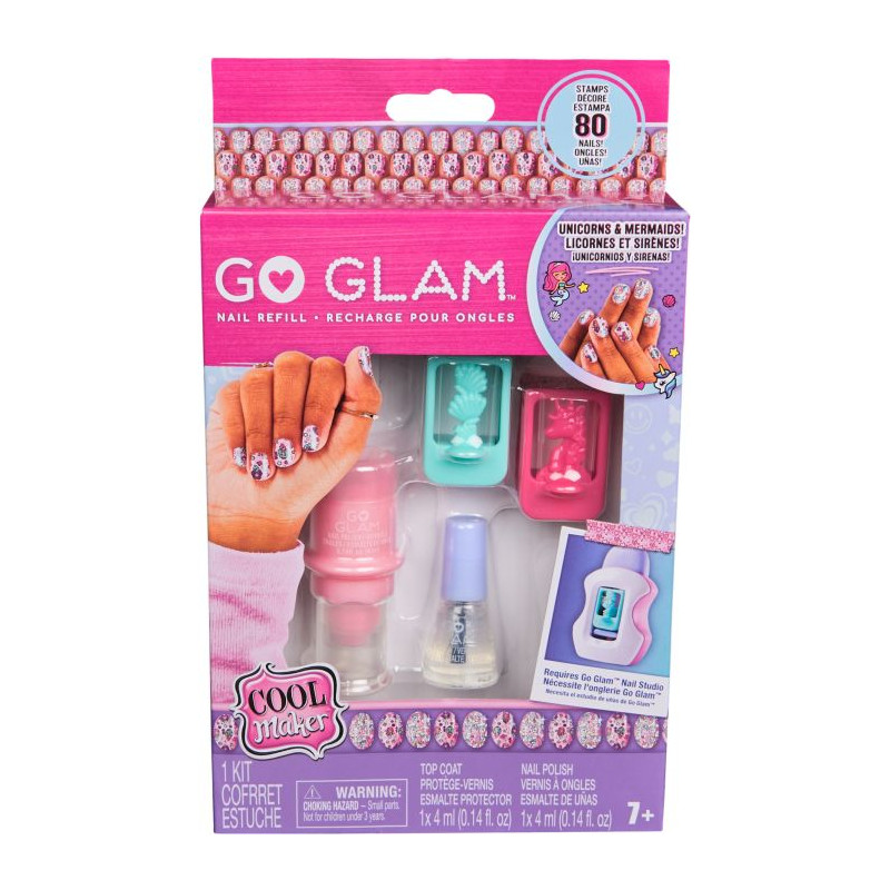 Go Glam Nachfüllset mit Nagellacken, Stempeln und Einhorn-Nagelart für Kinder ab 7 Jahren.