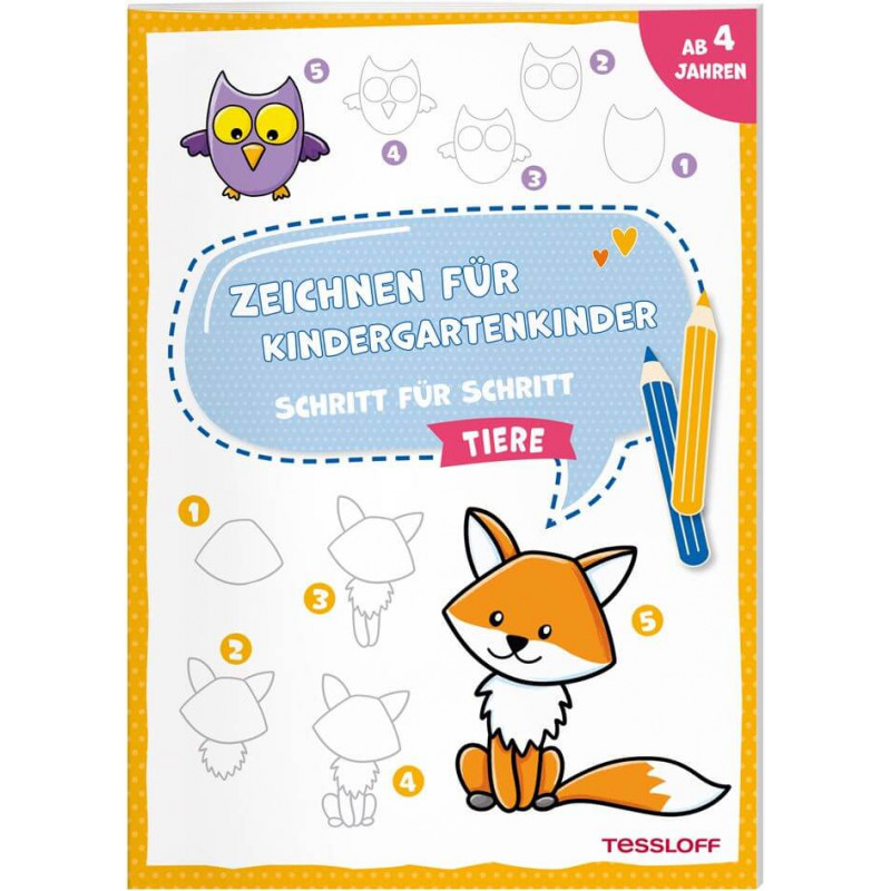 Zeichnen für Kindergartenkinder. Schritt für Schritt. Tiere