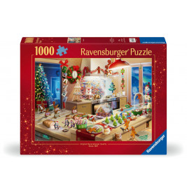 Ravensburger Puzzle (1000 Teile): Festliche Küche mit Weihnachtsplätzchen und Dekorationen auf der Box abgebildet.