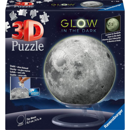 Ravensburger 11586 Puzzle Puzzle-Ball Der Mond - Glow-in-the-Dark 3D 72 Teile