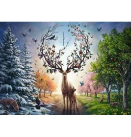 Ravensburger 12001088 Puzzle Der magische Hirsch und die vier Jahreszeiten  1000 Teile