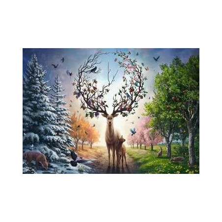 Ravensburger 12001088 Puzzle Der magische Hirsch und die vier Jahreszeiten  1000 Teile