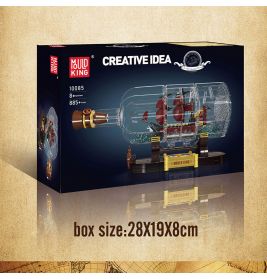 Schimmelkönig Baustein-Set Schiff in der Flasche, 885 Teile, für Kinder ab 8 Jahren, Maße: 28x19x8 cm.