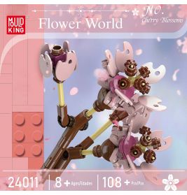 Baustein-Set Kirschblüten, 108 Teile, ab 8 Jahren, von Mould King, in Rosa und Braun.