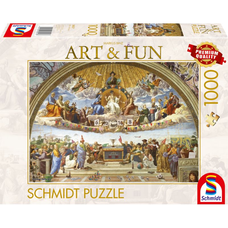 Schmidt Puzzle, 1000 Teile, zeigt ein detailliertes Renaissance-Motiv mit Figuren und Dekorationen. Schmidt Puzzle, 1000 Teile, zeigt ein detailliertes Renaissance-Motiv mit Figuren und Dekorationen.