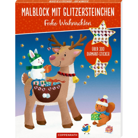 Malblock mit Glitzersteinchen - Frohe Weihnachten