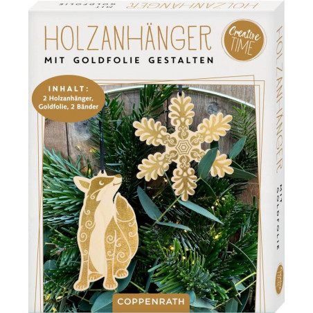 Holz-Anhänger m.Goldfolie - Magic Winter (Creat.Time), sort.