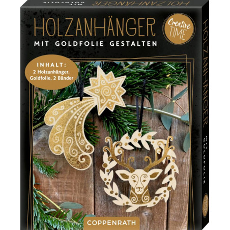 Holz-Anhänger m.Goldfolie - Magic Winter (Creat.Time), sort.