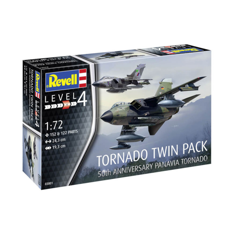 Revell Level 4 Modellbausatz mit zwei Panavia Tornado Jets, Verpackung trägt den Schriftzug "Tornado Twin Pack".